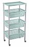 Этажерка на колесах Бытпласт Элиза, 3 корзины + 1 полка, 420 x 290 x 880 мм, светло-голубая фото