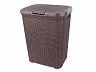 Корзина для белья прямоугольная Violet Ротанг 60 л, коричневая, с крышкой фото