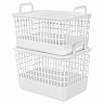 Корзина с крышкой и ручками Бытпласт Kobo, 32 x 22,4 x 21 см, белая фото