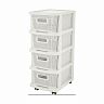 Комод четырехсекционный на колесах Keeplex Ajur, 37 x 30 x 69 см, с корзинами, белое облако фото