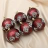 Набор елочных шаров Зимнее волшебство Изящный бисер, d 7 см, 6 шт, бордовый фото