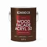 Краска для деревянных фасадов Komandor Wood Facade Acryl 50, полуглянцевая, база А, белая, 2,7 л фото