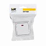 Выключатель одноклавишный накладной IEK Октава ВС20-1-1-ОБ, с подсветкой, 10 А, белый фото