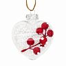 Елочный шар Сердце (снег, ягоды), 9 x 5,5 x 11 см, прозрачный фото