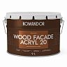 Краска для деревянных фасадов Komandor Wood Facade Acryl 20, полуматовая, база C, бесцветная, 9 л фото