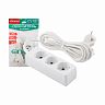 Удлинитель Engy Гранд, ПВС 3 x 0,75 мм, с заземлением, 3 розетки, 5 м, белый фото