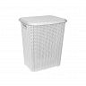 Корзина для белья Violet Вязь, с крышкой, 40 л, белая фото