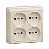 Розетка четверная накладная IEK Октава, без заземления, 10 А, 250 В, IP20, кремовая фото