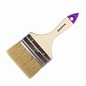 Кисть плоская Krafor №4, натуральная щетина, деревянная ручка, 100 мм фото