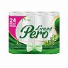 Туалетная бумага GrandPero Зеленый чай, трехслойная, 24 рулона, белая фото