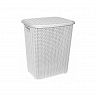 Корзина для белья Violet Вязь, с крышкой, 60 л, белая фото