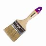 Кисть плоская Krafor Евро №3, натуральная щетина, деревянная ручка, 75 мм фото