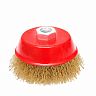 Щетка для УШМ Beorol, чашка, 125 мм, М14, латунированная гофрированная проволока фото