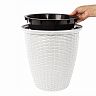 Кашпо напольное InGreen Rattan, с внутренним горшком, 20 л, белоснежный жасмин фото