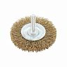 Щетка для дрели Beorol, плоская со шпилькой, 100 мм, латунированная гофрированная проволока фото