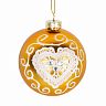 Елочный шар Сердце, d 8 см, золото фото