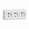 Розетка тройная накладная IEK Октава, без заземления, 10 А, 250 В, IP20, белая фото