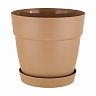 Горшок для цветов InGreen Villa de Fiori, с поддоном, 4 л, молочный шоколад фото