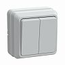 Выключатель двухклавишный накладной IEK Октава ВС20-2-0-ОБ, 10 А, белый фото