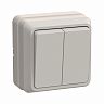Выключатель двухклавишный накладной IEK Октава ВС20-2-0-ОКм, 10 А, кремовый фото
