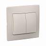 Выключатель двухклавишный встраиваемый IEK Кварта ВС10-2-0-ККм, 10 А, кремовый фото