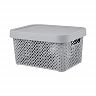 Корзина Plast Team Stockholm, с крышкой, 26,5 х 19,5 х 14 см, серый шторм фото