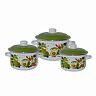 Набор эмалированных кастрюль СтальЭмаль Авокадо, 6 предметов (2, 3, 5,5 л, крышки) фото