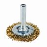 Щетка для дрели Кедр, плоская со шпилькой, 40 мм, латунированная проволока 0,3 мм фото