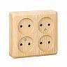Розетка четверная Systeme (Schneider) Electric Этюд, накладная, б/з, сосна фото