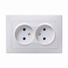 Розетка двойная встраиваемая IEK Кварта РС12-2-КБ, без заземления, 10 А, 250 В, IP20, белая фото