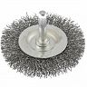 Щетка для дрели Кедр, плоская со шпилькой, 60 мм, латунированная проволока 0,3 мм фото