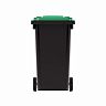 Бак для мусора Альтернатива, на колесах, 240 л, черно-зеленый фото