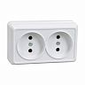 Розетка двойная накладная IEK Октава, без заземления, 10 А, 250 В, IP20, белая фото