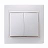 Выключатель двухклавишный встраиваемый IEK Кварта ВС10-2-0-КБ, керамика, 10 А, белый фото