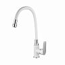 Смеситель для кухни Fashun A4082-8, с гибким изливом, белый/хром фото