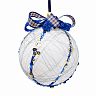 Елочный шар, с бантом, d 8 см, белый/синий фото