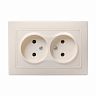 Розетка двойная встраиваемая IEK Кварта РС12-2-ККм, без заземления, 10 А, 250 В, IP20, кремовая фото