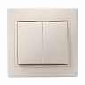 Выключатель двухклавишный встраиваемый IEK Кварта ВС10-2-0-Км, керамика, 10 А, кремовый фото