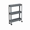 Этажерка на колесах Violet Vikea, 3 полки, 530 x 175 x 1025 мм, пластик, серая фото