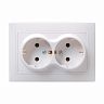 Розетка двойная встраиваемая IEK Кварта, керамика, с заземлением, 16 А, 250 В, IP20, белая фото