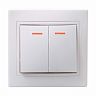 Выключатель двухклавишный встраиваемый IEK Кварта ВС10-2-1-КБ, 10 А, с подсветкой, белый фото