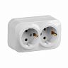 Розетка двойная накладная IEK Glory, с заземлением, 16 А, 250 В, IP20, белая фото