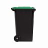 Бак для мусора Альтернатива, на колесах, 240 л, черно-зеленый фото