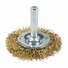 Щетка для дрели Кедр, плоская со шпилькой, 50 мм, латунированная проволока 0,3 мм фото