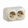 Розетка двойная накладная IEK Glory, с заземлением, 16 А, 250 В, IP20, кремовый фото