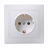 Розетка встраиваемая IEK Кварта, керамика, с заземлением, 16 А, 250 В, IP20, белая фото