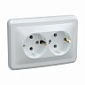 Розетка двойная встраиваемая IEK Вега, с заземлением, 10 А, 250 В, IP20, белая фото