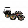 Набор посуды СтальЭмаль Вологда, 7 предметов (кастрюли 1,5, 2,9, 4,5 л, крышки + чайник 3,9 л) фото