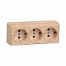 Розетка тройная накладная IEK Октава, с заземлением, 16 А, 250 В, IP20, сосна фото