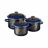 Набор эмалированных кастрюль СтальЭмаль Узор, 6 предметов, синий фото